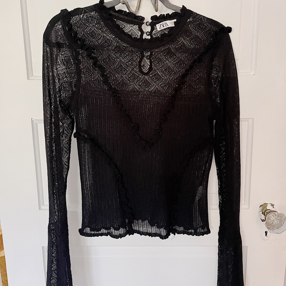 Sheer black lace top